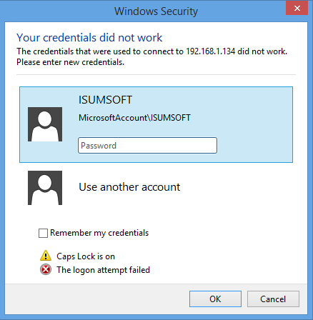 Remote Desktop Credentials Not Working